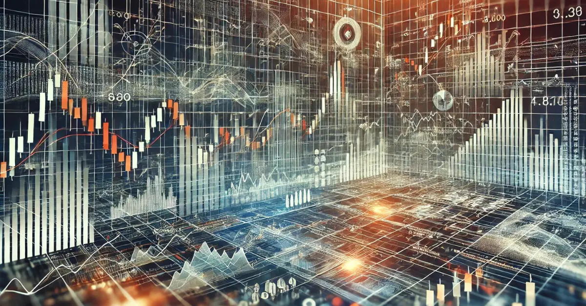 Detailed digital graphic of technical analysis with financial charts and indicators, showcasing essential tools for market analysis.