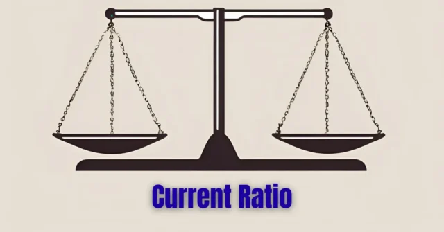 Balanced scale icon representing the current ratio, a financial metric for assessing company liquidity and financial stability.