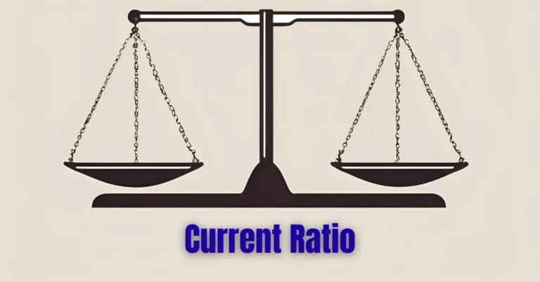 Balanced scale icon representing the current ratio, a financial metric for assessing company liquidity and financial stability.
