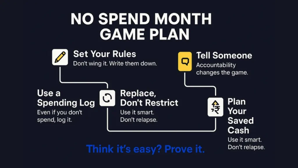 No Spend Month Challenge Game Plan - Printable